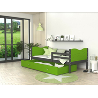Detská posteľ so zásuvkou MAX S - 190x80 cm - zeleno-šedá - vláčik