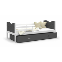 Detská posteľ so zásuvkou MAX S - 200x90 cm - šedo-biela - vláčik