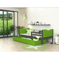 Detská posteľ so zásuvkou MAX S - 200x90 cm - zeleno-šedá - vláčik