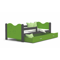 Detská posteľ so zásuvkou Mikoláš - 190x80 cm - zeleno-šedá - mesiac a hviezdičky