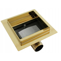 Odtokový sprchový žľab MEXEN FLAT 2v1 - hranatý - 12x12 cm - zlatý, 1510012