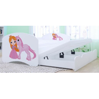 Detská posteľ pre DVOCH (s výsuvným lôžkom) 160x80 cm - PRINCEZNA A JEDNOROŽEC