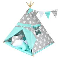 Detský stan TEEPEE (TÝPIE) HVIEZDIČKY MÁTOVÝ/ŠEDÝ + doplnky