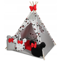 Detský stan TEEPEE (TÍPÍ) MYŠKA MINNIE s doplnkami - šedo/červený