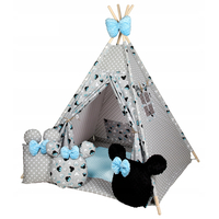 Detský stan TEEPEE (TÍPÍ) MYŠKA MINNIE s doplnkami - šedo/modrý