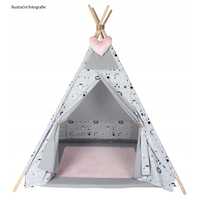 Detský stan TEEPEE (TÍPÍ) ZVIERATÁ s doplnkami - Les - šedo/modrý