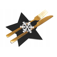 Vianočný obal na príbory - 4 ks - čierne - hviezdička a vločka