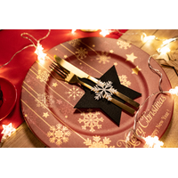 Vianočný obal na príbory - 4 ks - čierne - hviezdička a vločka