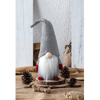 Vianočný škriatok s fúzmi 40 cm - šedý