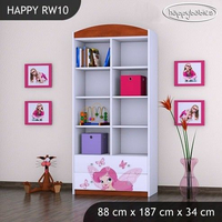 Detský úložný regál VÍLA A MOTÝLCI - TYP 10 - VYSOKÝ - ružový