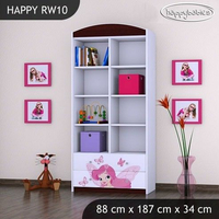 Detský úložný regál VÍLA A MOTÝLCI - TYP 10 - VYSOKÝ - ružový