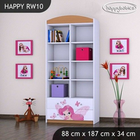 Detský úložný regál VÍLA A MOTÝLCI - TYP 10 - VYSOKÝ - ružový