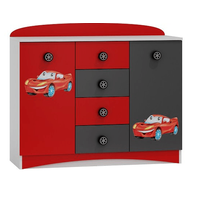 Komoda SUPERCAR - TYP B - zelená/biela/grafitová