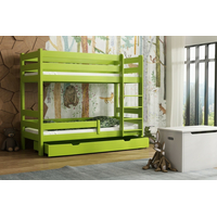 Detská poschodová posteľ z masívu GABI so šuplíkom - OLŠE - 160x80 cm + MATRAC