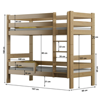 Detská poschodová posteľ z masívu GABI - 160x80 cm - biela so zelenými šuplíkmi + MATRACE