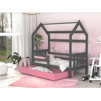Detská domčeková posteľ DOMEK P - 160x80 cm - šedá