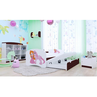 Detská posteľ pre DVOCH (s výsuvným lôžkom) 180x90 cm - PRINCEZNA A JEDNOROŽEC