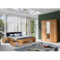 Šatníková skriňa z masívu dub FRED - 3-dverová so zrkadlom