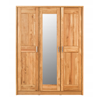 Šatníková skriňa z masívu dub FRED - 3-dverová so zrkadlom