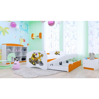 Detská posteľ pre DVOCH (s výsuvným lôžkom) 200x90 cm - ŽLTÝ BAGR