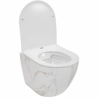 Závesné WC MAXMAX Rea CARLOS RIMLESS AIAX - svetlo béžové - imitácia kameňa + Duroplast sedátko flat