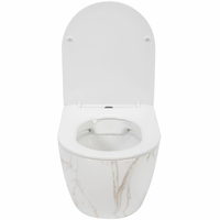 Závesné WC MAXMAX Rea CARLOS RIMLESS AIAX - svetlo béžové - imitácia kameňa + Duroplast sedátko flat