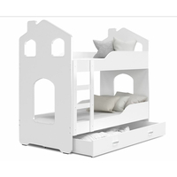 Detská domčekové poschodová posteľ Dominik so zásuvkou BIELA - 190x80 cm