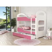 Detská poschodová posteľ Dominik so zásuvkou RUŽOVÁ - 160x80 cm