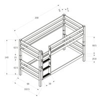 Detská poschodová posteľ z MASÍVU BUK - MARK 200x90cm - biela