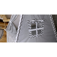 Detský stan TEEPEE (TÝPIE) STARS s doplnkami - cik-cak/sivý