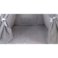 Detský stan TEEPEE (TÝPIE) STARS s doplnkami - cik-cak/sivý