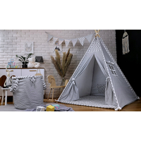 Detský stan TEEPEE (TÝPIE) STARS s doplnkami - cik-cak/sivý