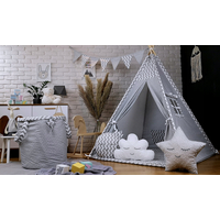 Detský stan TEEPEE (TÝPIE) STARS s doplnkami - cik-cak/sivý