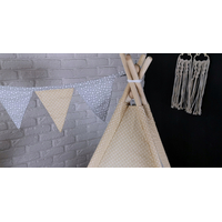 Dekoračná vlajková girlanda STARS - šedá/béžová