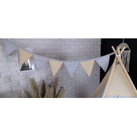 Dekoračná vlajková girlanda STARS - šedá/béžová