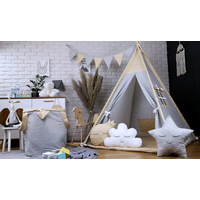 Dekoračná vlajková girlanda STARS - šedá/béžová