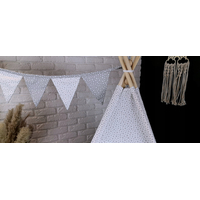 Detský stan TEEPEE (TÝPIE) STARS s doplnkami - šedý/biely