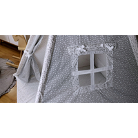 Detský stan TEEPEE (TÝPIE) STARS s doplnkami - šedý/biely