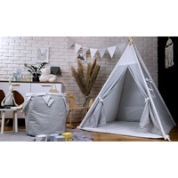 Detský stan TEEPEE (TÝPIE) STARS s doplnkami - šedý/biely