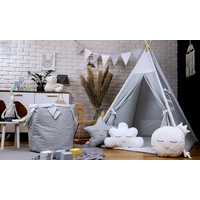 Detský stan TEEPEE (TÝPIE) STARS s doplnkami - šedý/biely