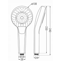 Ručná sprchová hlavica MEXEN R-05 - 3 funkcie - 240x108 mm - biela, 79505-20