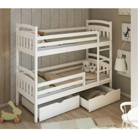 Detská poschodová posteľ z masívu borovice JAKUB II so zásuvkami - 200x90 cm - prírodná borovica