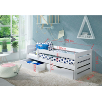 Detská posteľ z masívu borovice BELLA so zásuvkami - 200x90 cm - biela