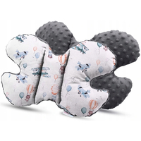 Detská deka do kočíka s vankúšikom a motýlikom - BABYMAM PREMIUM set 3v1 - Let balónom s grafitovou minky