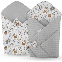 Obojstranná zavinovačka pre bábätká 80x80 cm BABYMAM PREMIUM - Srnček a priatelia so šedou minky