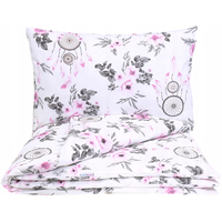 Detské bavlnené obliečky do postieľky 135x100 cm BABYMAM PREMIUM - Lapače snov a kvety