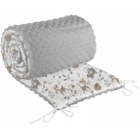 Ochranný mantinel do postieľky 180x30 cm BABYMAM PREMIUM - Srnček a priatelia so šedou minky