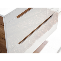 Zostava kúpeľňového nábytku BÁRA 40 cm s úzkou umývadlovou skrinkou vr. keramického umývadla bez prepadu