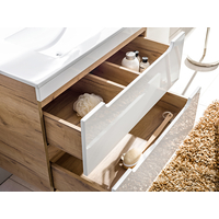 Zostava kúpeľňového nábytku BÁRA 40 cm s úzkou umývadlovou skrinkou vr. keramického umývadla bez prepadu