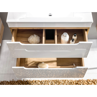 Zostava kúpeľňového nábytku BÁRA 40 cm s úzkou umývadlovou skrinkou vr. keramického umývadla bez prepadu